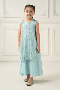 Elegante traje de Fiesta infantil Lehenga Choli para niñas paquistaníes con Dupatta de red bordada y mangas elegantes para bodas y festivales - Product Image 4