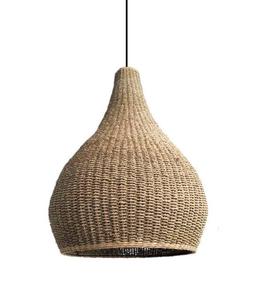 Fait à la main moderne traditionnel asiatique jonc de mer pendentif lampe couverture rustique rotin abat-jour pour la maison Restaurant ferme artisan - Product Image 5