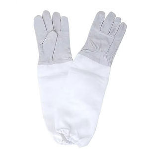 Beekeeper Gloves Protective Beekeeping Gloves Leather Goatskin <b>Mesh</b> Bee Keeping Vented Long Sleeves Beekeeping Equipment OEM - Product Image 3