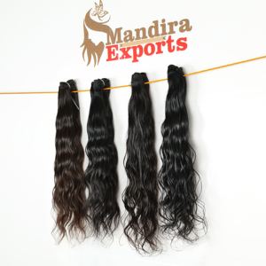 100% pas cher naturel vierge longs faisceaux couleur ondulée double poids matériel cuticule temple indien extensions de cheveux humains - Product Image 1