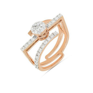 แหวนหมั้นเพชรธรรมชาติแบบคลัสเตอร์ทองคำโรสโกลด์ 14K |   แหวนเจ้าสาวทรงกลม 0.60TCW ดีไซน์หรูหรา ของขวัญเครื่องประดับชั้นดีสำหรับผู้หญิง - Product Image 4