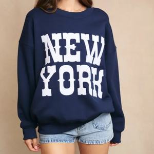 Venta al por mayor de mujeres personalizadas O-cuello de manga larga impreso sudadera Casual patrón sólido tejido de punto bordado Logo frontal para - Product Image 3