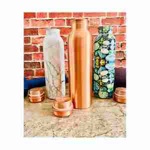 Bouteille d'eau en cuivre la plus vendue Logo Fabricant et exportateur d'Inde Bouteille d'eau large avec bouteille d'eau en cuivre de haute qualité - Product Image 1