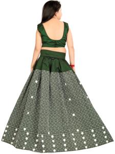 Conjunto de Lehenga Choli Verde para Niñas, Listo para Usar, Estilo Shoryam, Moda Étnica India, Ghagra con Bordado de Estrellas, Largo hasta el Suelo, para Fiestas y Ocasiones Especiales - Product Image 6