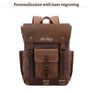 Leather Canvas Luxury <b>Backpack</b> Large Capacity Lightweight Outdoor Travel School Laptop Rucksack Wholesale LCBP-0178 - Product Image 6