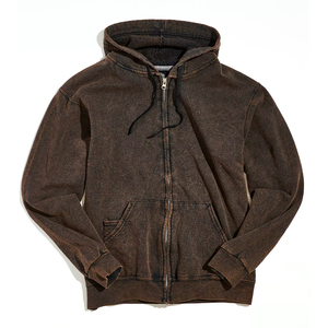 Sweats à capuche délavés à l'acide avec fermeture éclair pour hommes, style décontracté, entièrement personnalisé, nouveauté, sweats à capuche confortables pour hommes à vendre - Product Image 1