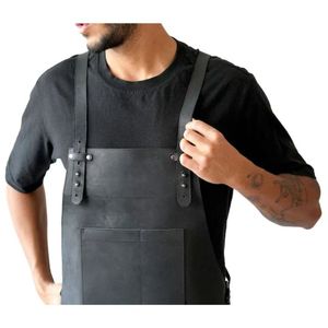 WeaveWin Custom Made Cuisine Design Chef Bavoir Tablier en toile Imperméable Multi-poches Manches Taille Cuir Détail pour le nettoyage - Product Image 4