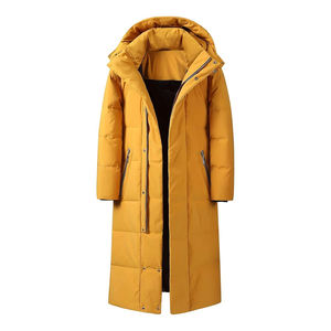 Nouvelle arrivée, veste longue matelassée imperméable et chaude pour homme, couleur jaune, coupe ajustée, fermeture éclair, vêtements de rue - Product Image 1