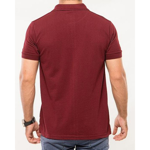 เสื้อโปโลผู้ชายสีพื้น ผ้าคอตตอนปิเก้ แขนสั้น สวมใส่สบาย ระบายอากาศได้ดี ทรงปกติ สีแดง - Product Image 5