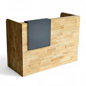 BLT68016 Mostrador de Recepción de Madera de Caucho Natural de 1.4m con Cajones, Diseño Moderno y Minimalista, Durable, para Oficina, Hotel, Escuela, Hospital - Product Image 1