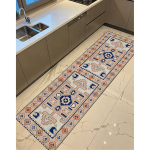 Alfombra Estampada de Estilo Vintage, Navajo, Azul Marino, Azteca, Decoración Antigua, Alfombra Delgada No Tejida - Product Image 5