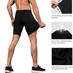 Pantalones cortos de compresión transpirables de gran tamaño para hombre, ropa de calle personalizada de secado rápido, pantalones cortos de compresión personalizables con patrón sólido para hombre - Product Image 3