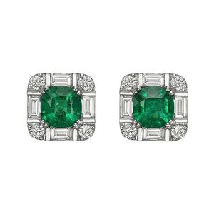 Crushed Ice Cushion <b>Green</b> Lab Grown Diamond <b>Earring</b> With 925 Sterling Silver IGI Certified Casual Wear American Diamond - Product Image 1
