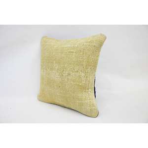 Coussin décoratif de luxe tissé par oreiller Kantha en laine beige à rayures subtiles de 14x14 pouces avec motif vintage pour l'utilisation du sol de la literie - Product Image 3