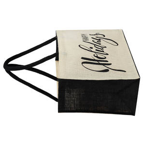 Sac fourre-tout en jute textile à motif personnalisé avec impression de logo à prix bon marché fabriqué au Bengale occidental en Inde - Product Image 5