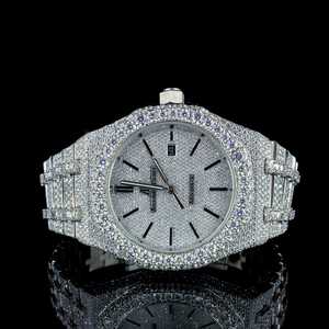 นาฬิกาเพชรธรรมชาติสีขาวสุดหรูสำหรับผู้ชายที่มาพร้อมกล่องสแตนเลส - Product Image 1