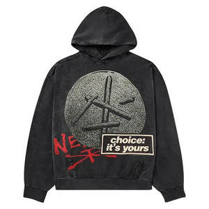 OEM ODM personalizado hombres Rhinestone sudaderas con capucha DTG DTF sublimación sudadera Streetwear pulóver ropa Casual - Product Image 1