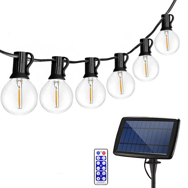 G40 Outdoor Solar String Light 25/30/50LED Hanging Patio Bistro Lights Garden Holiday Fence Solar Garland LED Source