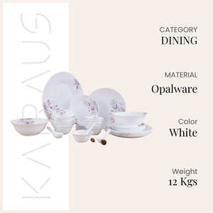 Service de table en porcelaine opale florale moderne durable blanche de 33 pièces - Product Image 5