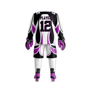 Uniforme de hockey sobre hielo personalizado, conjunto de dos piezas, entrenamiento profesional de alta calidad, 100% poliéster, nombre del equipo con logotipo personalizado para hombres y adultos - Product Image 4