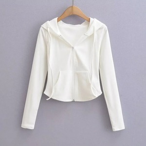 Femmes léger Streetwear sweat à capuche poches décontracté solide sport à manches longues automne mince fermeture éclair respirant sweats à capuche - Product Image 6