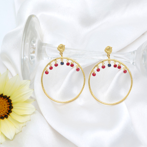 Boucles d'oreilles pendantes multicolores à la mode DUA fabriquées à la main en laiton plaqué or 18 carats bijoux pour mariage - Product Image 1
