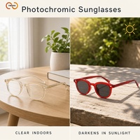 Lunettes de soleil photochromiques rétro TWOOO 52604 pour femmes, monture en acétate translucide rouge cerise, vente en gros, voyage en plein air