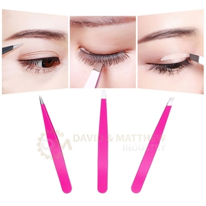 Customized Brow Tweezers Stainless Steel Stock Wholesale Slanted Tip Titanium Black Eyebrow Tweezers for Plucking - Product Image 6