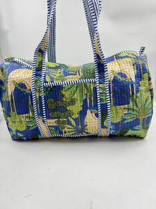 Algodón Kantha acolchado Boho azul Casual Weekender Duffle Tote Bag lujo deporte gran capacidad Zip equipaje alta calidad duradero - Product Image 2