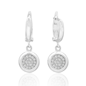 <b>Clear</b> CZ Round Design Geometric Jewellery Round Shape Turkish Wholesale 925 Sterling Silver Jewelry Dangle Earrings - Product Image 1