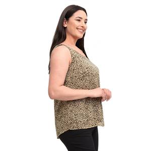 Blusa in cotone 42-52 con collo a U a manica Zero leopardato da donna taglie forti - Product Image 2