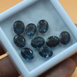 Collar de Topacio Azul Londres Natural de 8x8x4 MM al por mayor, piedras preciosas sueltas ovaladas facetadas genuinas, corte elegante, fabricación de joyas a granel, 100 Uds. - Product Image 1