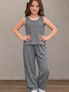 Pantalones Anchos Casuales Cómodos de Pana sin Mangas para Niñas - Product Image 4