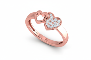 แหวนเพชรรูปหัวใจทองคำ 14K สำหรับผู้หญิง - Product Image 4