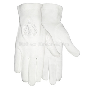 GANTS MASONIC REGALIA ROYAL ARCH EN COTON BLANC AVEC LOGO BRODÉ - Product Image 5