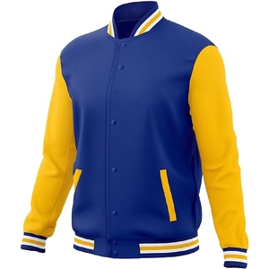 Vente en gros de veste universitaire de baseball unisexe en toile 100% coton à fermeture éclair personnalisable sur le devant du collège d'hiver - Product Image 3