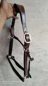 Cabestro de caballo de cuero de primera calidad, duradero con banda para la nariz acolchada suave, herrajes de aleación para el cuello y cómodo diseño de cabestro de cuerda - Product Image 2