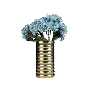Modern Latest New Design Premium Quality Home Decoration Stunning Large Cylindrical Gold Flower <b>Vase</b> of Aluminium - Product Image 1