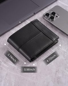 กระเป๋าสตางค์หนังแท้แบบพับสองตอนสำหรับผู้ชาย ป้องกัน RFID ความจุเยอะ ช่องใส่บัตรเยอะ กันน้ำ - Product Image 4