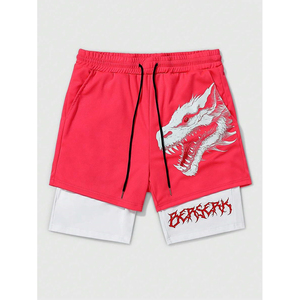 Street Life Men's Tie-Dye Letter Print Cordón en la cintura Pantalones cortos para verano Nuevo diseño Pantalones cortos de algodón para hombres - Product Image 1