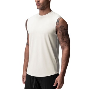 Débardeur long pour homme 100 % polyester respirant, séchage rapide, anti-boulochage, extensible, coupe jersey, design vierge, grammage lourd - Product Image 3