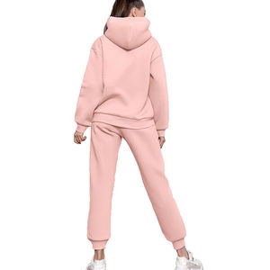 Conjuntos de chándal para mujer, chándal combinado de color único, Sudadera con capucha y Jersey personalizado barato, chándal para correr - Product Image 6