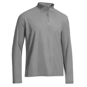 Mens Dk Grey Heather Sun Shade Stretch 1/4 Zip Golf Pullover Shirts
