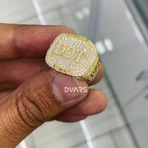 Anillo de Campeonato de Estilo Único Hip Hop para Hombre, Letra y Número Personalizados, Moissanita VVS, Plata 925, Simula Diamante, para Bodas y Fiestas - Product Image 3