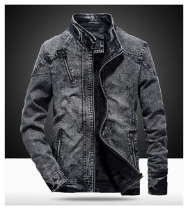 Logo personnalisé Vestes en fourrure de jean denim vintage pour hommes Patch Streetwear bleu élégant avec impression délavée pour les sports d'hiver - Product Image 3