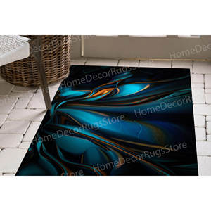 Printed <b>Rug</b>: Abstract Blue And Orange Art <b>Rug</b>, Modern, Colorful, Personalized,With Pile Soft <b>Rug</b> - Product Image 4