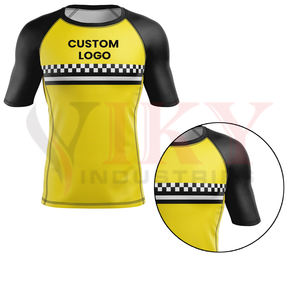 Camiseta de Protección Solar para Adultos, Nueva, Moderna y Cómoda, en Contraste de Color Negro y Amarillo, Fabricada en Poliéster/Nailon con Impresión por Transferencia de Calor - Product Image 3