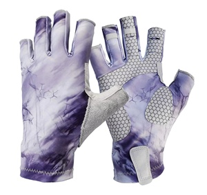Guante UV sin dedos de poliéster OEM ODM para hombres y mujeres para protección solar guantes de pesca con mosca de medio dedo - Product Image 1
