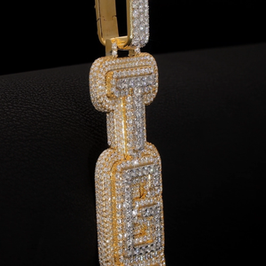 Pendentif avec initiale de nom en diamant Moissanite VVS, logo personnalisé, pierres précieuses RB, argent 925, plaqué or glacé, charmes unisexes hip-hop - Product Image 1