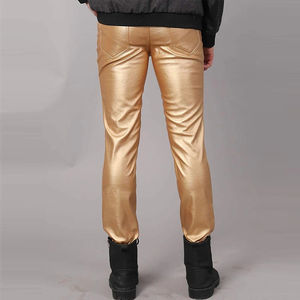 Pantalon slim décontracté pour hommes fabriqué en usine avec poches latérales Nouveau produit Style cuir Ventes en gros à motifs empilés - Product Image 5